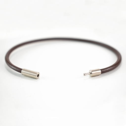 Δερμάτινο Βραχιόλι Καφέ με Μεταλλικό Κούμπωμα - Image 2