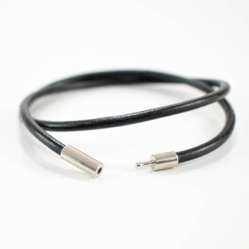 Δερμάτινο Βραχιόλι Μαύρο Διπλό με Μεταλλικό Κούμπωμα - Image 3