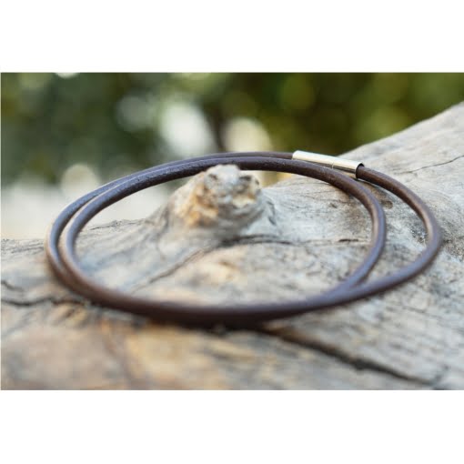 Δερμάτινο Βραχιόλι Καφέ Διπλό με Μεταλλικό Κούμπωμα - Image 2