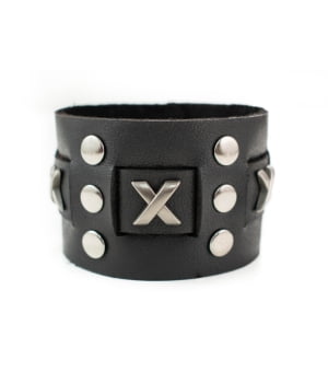 Δερμάτινο Περικάρπιο Μαύρο με Μεταλλικά Διακοσμητικά