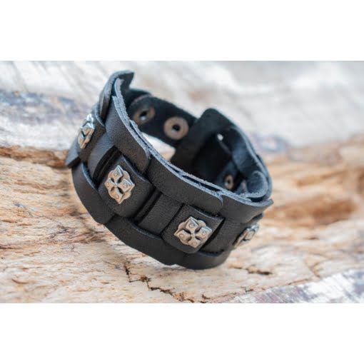 Δερμάτινο Βραχιόλι Πλεκτό με Μεταλλικά Στοιχεία - Image 4