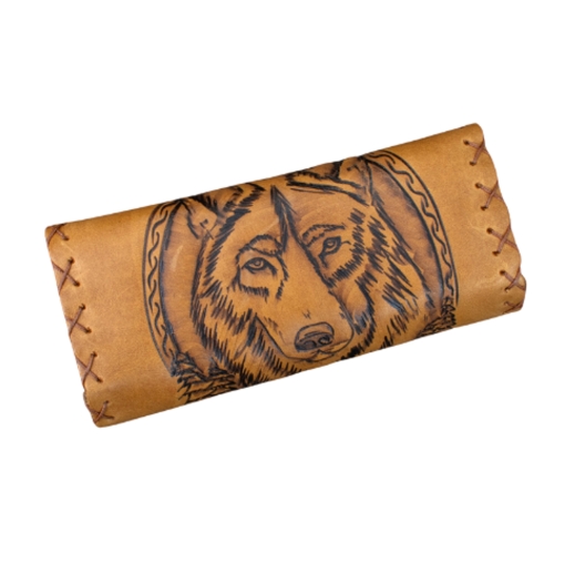 Καπνοθήκη Χειροποίητη Δερμάτινη Λύκος - Image 2