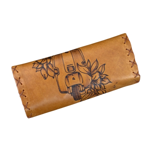 Καπνοθήκη Χειροποίητη Δερμάτινη Πυρογραφία Βέσπα - Image 2