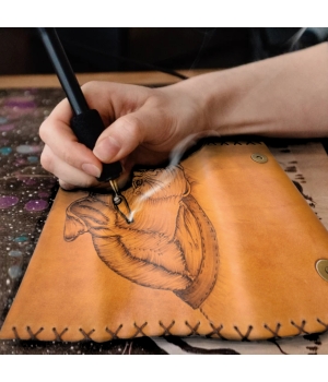 Καπνοθήκη Χειροποίητη Δερμάτινη Πυρογραφία Προσωποποιημένη