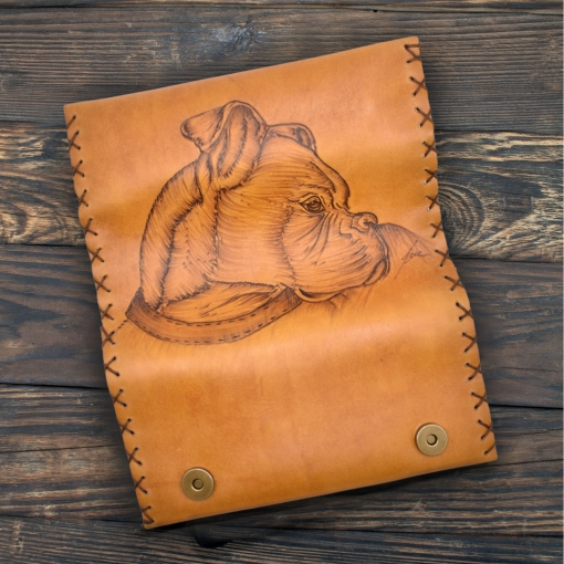 Καπνοθήκη Χειροποίητη Δερμάτινη Πυρογραφία Προσωποποιημένη - Image 2