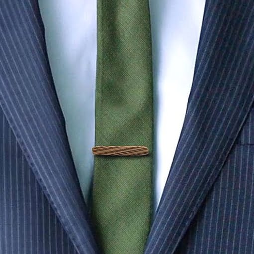 Καρφίτσα Γραβάτας Ανοξειδωτο & Ξύλο Ρίγες - Image 2