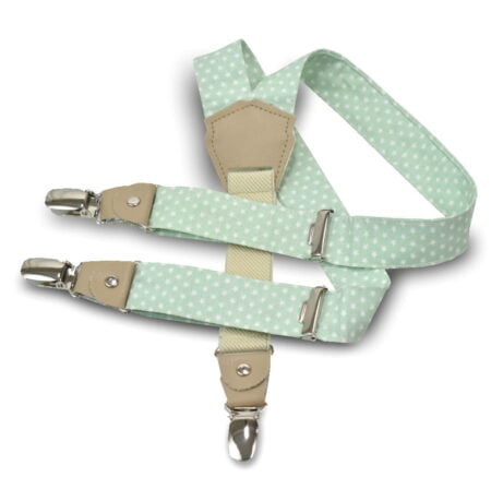 Παιδικές Τιράντες με Ύφασμα Μέντα Αστεράκια & Δέρμα