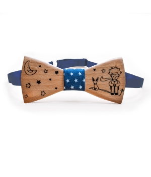 Ξύλινο Παπιγιόν Παιδικό Μικρός Πρίγκιπας Με Χαραγμένο Όνομα Γκρι