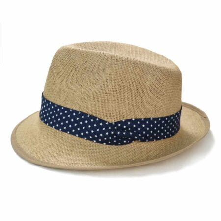 Ψάθινο Καβουράκι Μπεζ/Μπλε Αστεράκια