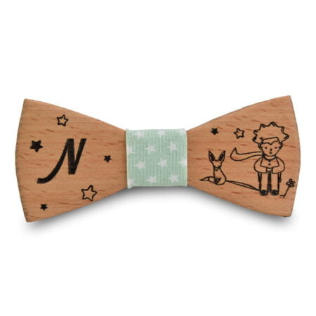 Παιδικό Ξύλινο Παπιγιόν Μικρός Πρίγκιπας Με Χαραγμένο Μονόγραμμα  Μέντα