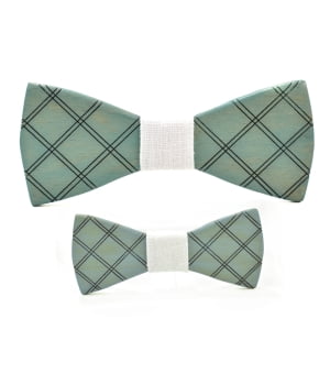 Σετ Ξύλινα Παπιγιόν Ανδρικό & Παιδικό Checkered Μέντα