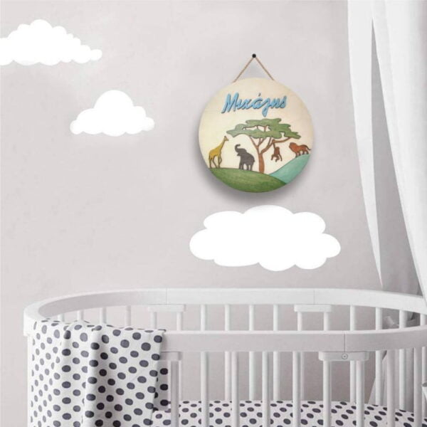 Ξύλινη Πινακίδα για την Πόρτα του Παιδικού Δωματίου με Όνομα Ζούγκλα - Image 2