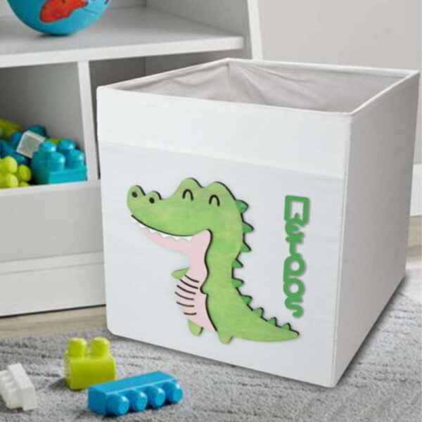 Κουτί Αποθήκευσης Με Ξύλινο Διακοσμητικό Κροκοδειλάκι και Όνομα - Image 2