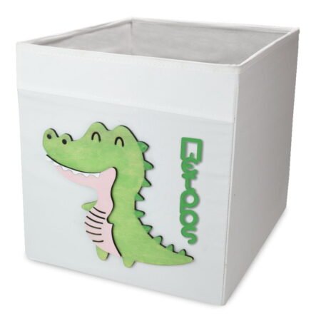 Κουτί Αποθήκευσης Με Ξύλινο Διακοσμητικό Κροκοδειλάκι και Όνομα