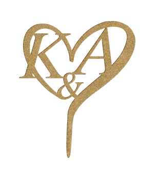 Ξύλινο Τόπερ για Γαμήλια Τούρτα με Αρχικά Ζευγαριού