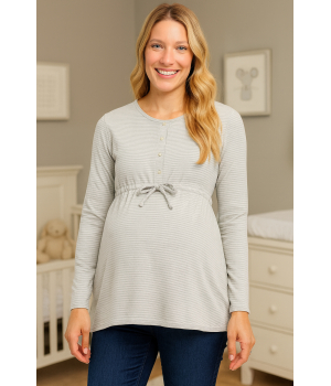 Μπλούζα Εγκυμοσύνης Γκρι Ριγέ