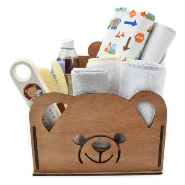 Καλαθάκι Καλυντικών Μωρού Ξύλινο Αρκουδάκι - Image 2