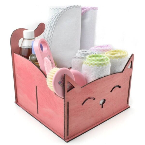 Καλαθάκι Καλυντικών Μωρού Ξύλινο Γατούλα - Image 2