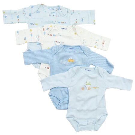 Σετ 4 Βαμβακερά Κορμάκια Σιέλ