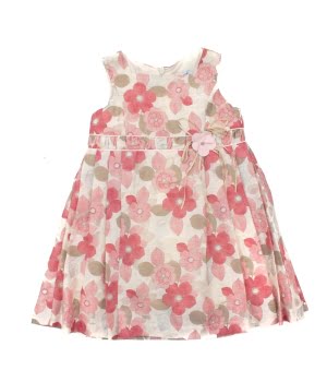 Φόρεμα Πολύχρωμο με Λουλούδια Ροζ