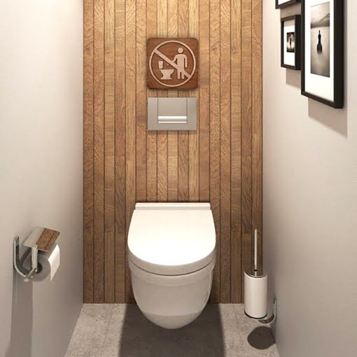 Ξύλινη Πινακίδα "Όχι Χαρτί στην Τουαλέτα" 20cm - Image 3