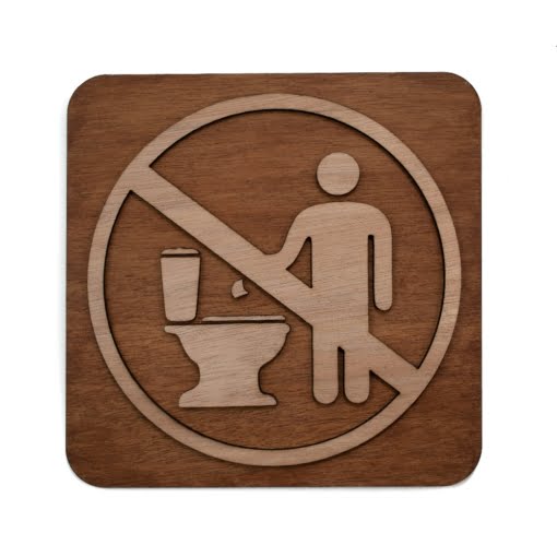 Ξύλινη πινακίδα μπάνιου με σχέδιο, μην πετάτε χαρτιά στην τουαλέτα.