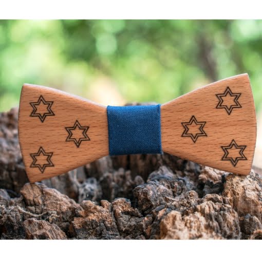 Ξύλινο Παπιγιόν Παιδικό Αστέρια Κόκκινο - Image 2