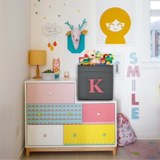 Κουτί Αποθήκευσης Με Ξύλινο Διακοσμητικό Μονόγραμμα Ροζ - Image 2