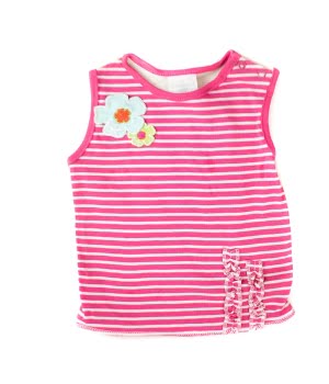 Μπλουζάκι Βαμβακερό Αμάνικο Φούξια Λευκό Ριγέ