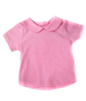 Κοντομάνικο Μπλουζάκι Βαμβακερό με Γιακαδάκι Ροζ