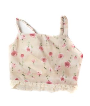 Μπλουζάκι με Τιράντες Σταμπωτό με Λουλουδάκια