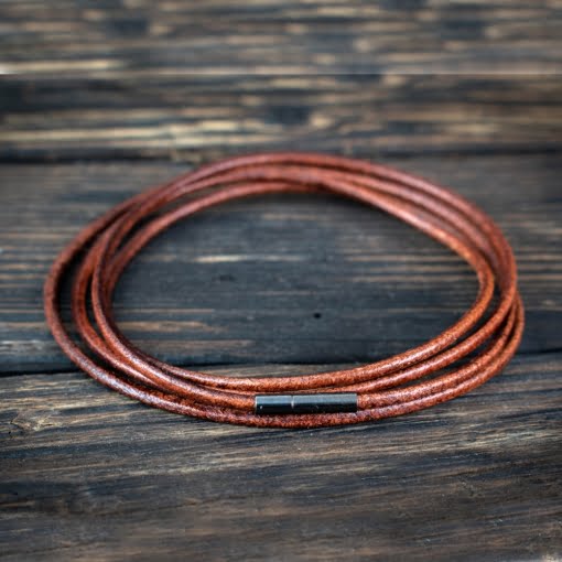 Δερμάτινο Βραχιόλι Καφέ Τετραπλό - Image 3