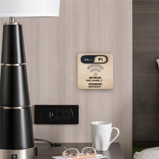 Ξύλινη Πινακίδα Wi Fi με Κωδικούς Δικτύου - Image 3