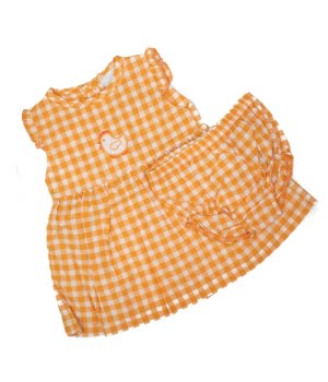 Φορεματάκι Καρώ Πορτοκαλί με Βρακάκι