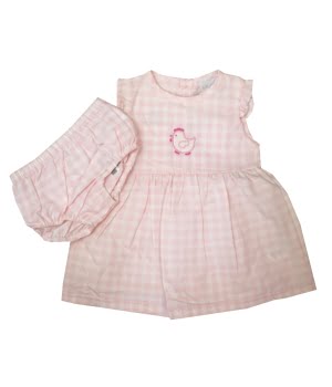 Φορεματάκι Καρώ Ροζ με Βρακάκι