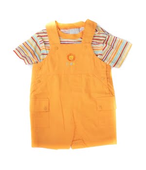 Βρεφικό Σετ Σαλοπέτα Πορτοκαλί και Κοντομάνικο Μπλουζάκι