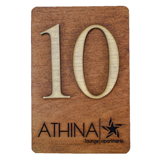 Ξύλινη Πινακίδα Αρίθμησης Δωματίου για Ξενοδοχείο ή Πανσιόν με Λογότυπο - Image 3