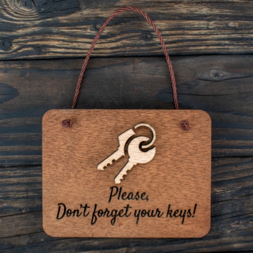 Ξύλινη πινακίδα για την εξώπόρτα don't forget your keys