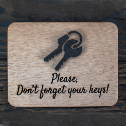 Ξύλινη Πινακίδα Υπενθύμισης για Κλειδιά Μαύρο - Image 2