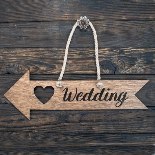 Ξύλινη Πινακίδα Βέλος για Γάμο - Image 2