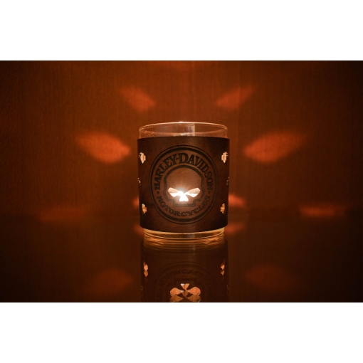 Γυάλινο Κηροπήγιο με Δερμάτινη Επένδυση Harley - Image 3