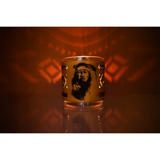 Γυάλινο Κηροπήγιο με Δερμάτινη Επένδυση Ινδιάνος - Image 3