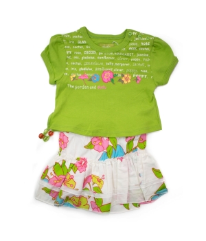 Βρεφικό Σετ Μπλουζάκι και Φουστίτσα με Λουλούδια