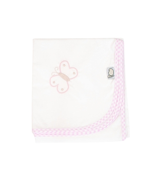 Πάνα Τετράγωνη Χασέ με Καρώ Ρέλι Ροζ Αρκουδάκι 90Χ90cm