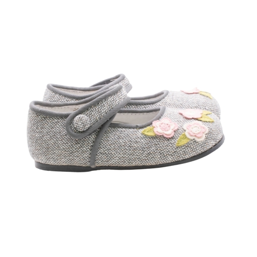 Παπουτσάκι Γκρι Μαύρο με Λουλουδάκια - Image 2