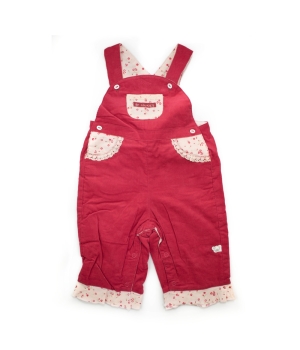 Σαλοπέτα Βρεφική Κόκκινη με Ροζ Λουλουδάκια