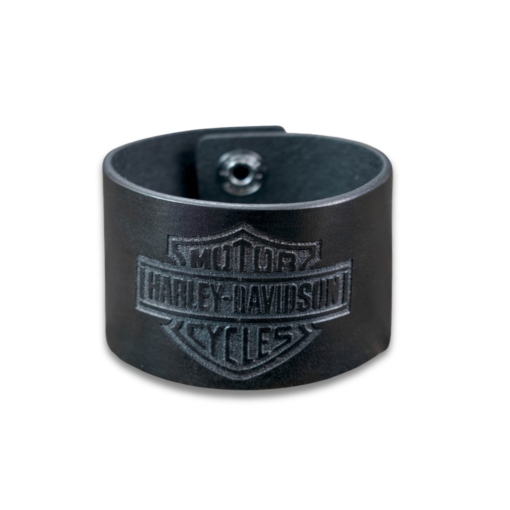 Δερμάτινο Βραχιόλι Μαύρο Harley 4cm - Image 3