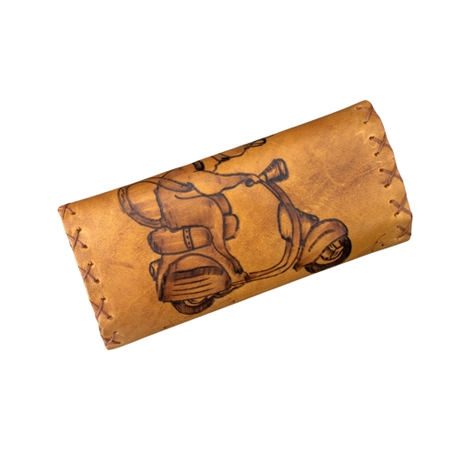 Καπνοθήκη Χειροποίητη Δερμάτινη Πυρογραφία Μοτοσυκλετιστής - Image 2