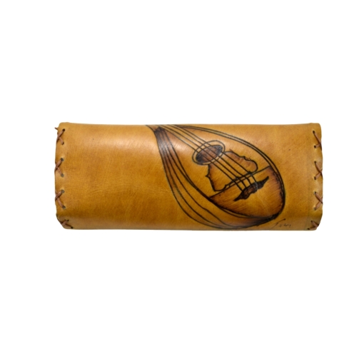 Καπνοθήκη Χειροποίητη Δερμάτινη Πυρογραφία Λαούτο - Image 2