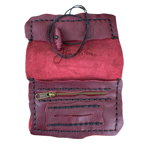 Καπνοθήκη Δερμάτινη Μπορντώ με Μαύρο Κορδόνι - Image 2